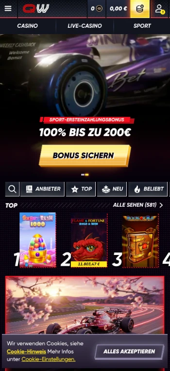 Vorführung der Quickwin Casino APK