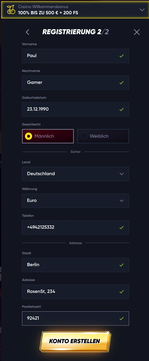 Quickwin Registrierung und Sicherheitsprüfung